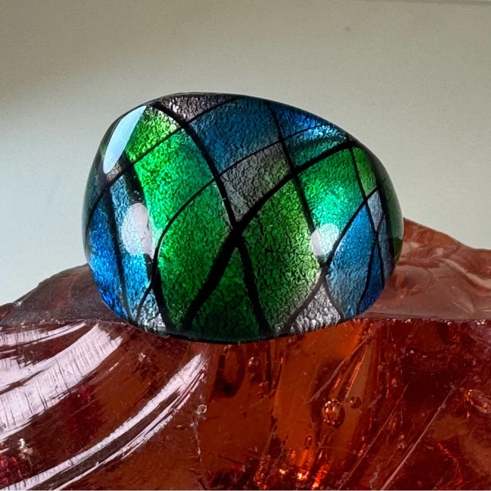 Colorful Glass Murano like Ring size 8